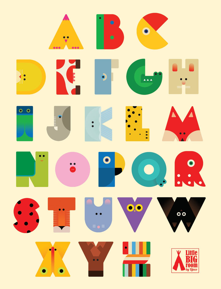 Lettere in Legno per Cameretta Bambini A-Z, Djeco | Little Big Room Animaux Graphiques