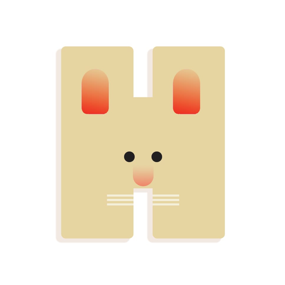 Lettera H in Legno per Cameretta Bambini  Djeco | Little Big Room Animaux Graphiques