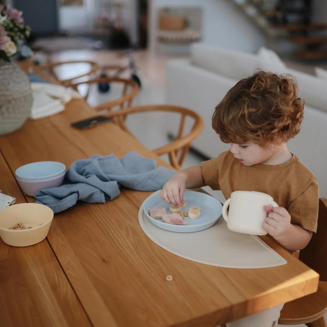 Mushie | Set 2 Piatti per Bambini, Dinner Plate Round Powder Blue