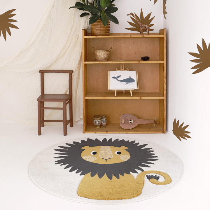 Tappeto Rotondo per Bambini Leone 120 cm, Lion Jaggo | Nattiot