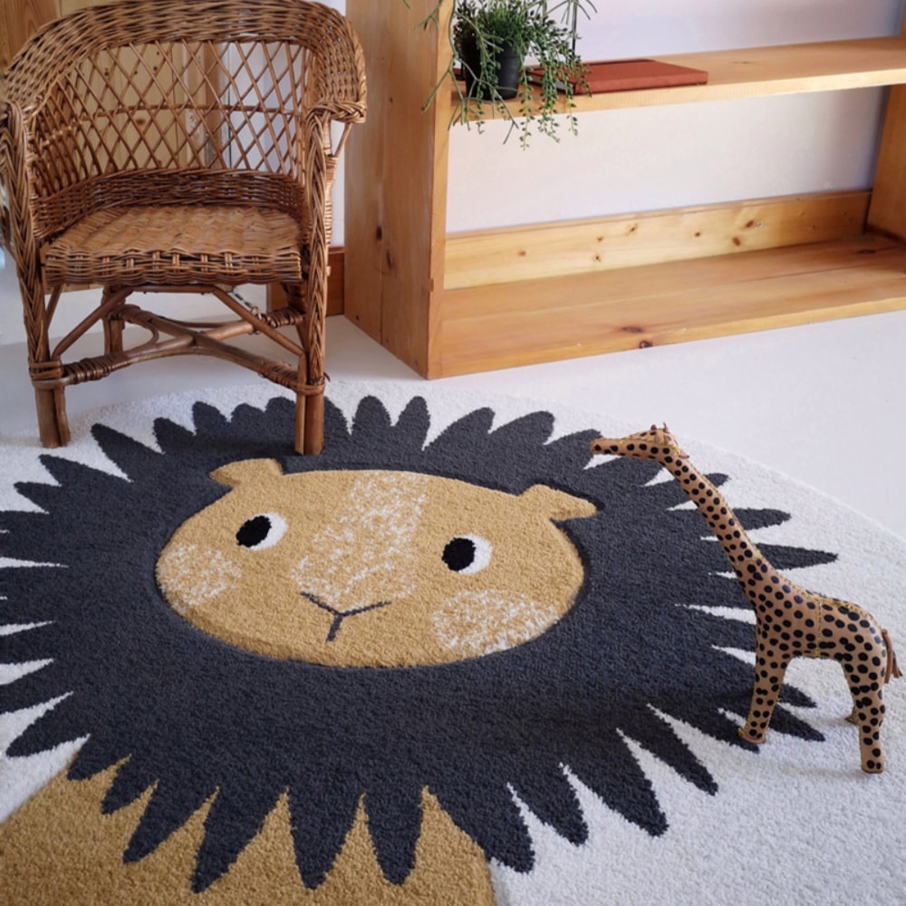Tappeto Rotondo per Bambini Leone 120 cm, Lion Jaggo | Nattiot