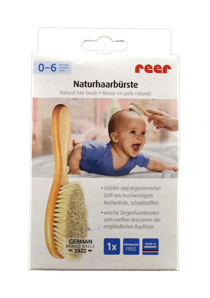 Reer | Spazzola in legno per capelli neonato con setole morbidissime