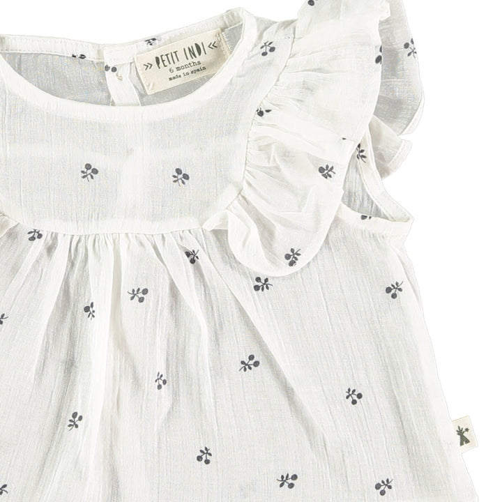 Petit Indi | Camicetta Blouse Mussola di Cotone Bianco Ciliegie Bimba