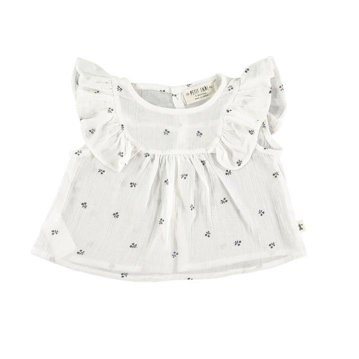 Petit Indi | Camicetta Blouse Mussola di Cotone Bianco Ciliegie Bimba