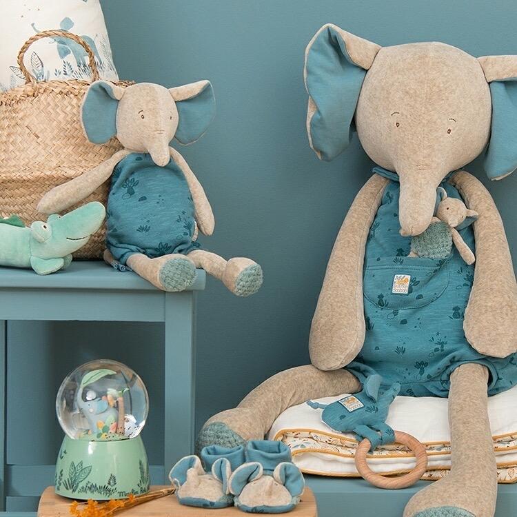 Peluche Elefante Bergamote con Scatola Regalo, 37cm | Moulin Roty, 669021