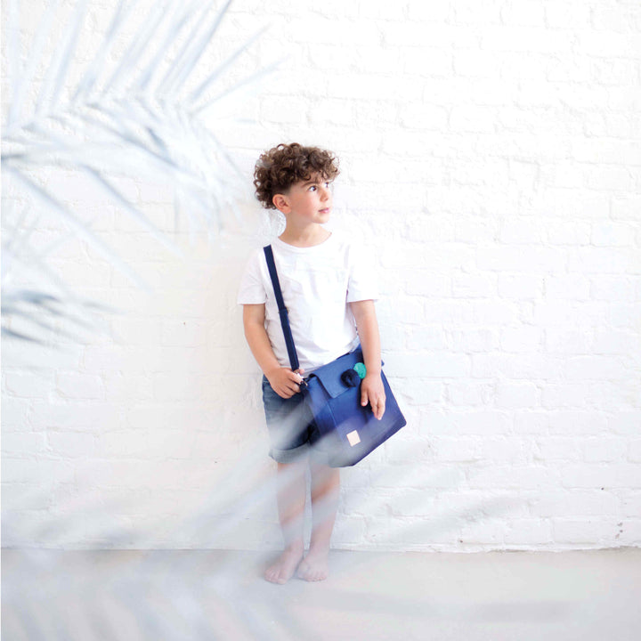 Zainetto / Borsa a Tracolla Blu Tree Frog con Pom Pom