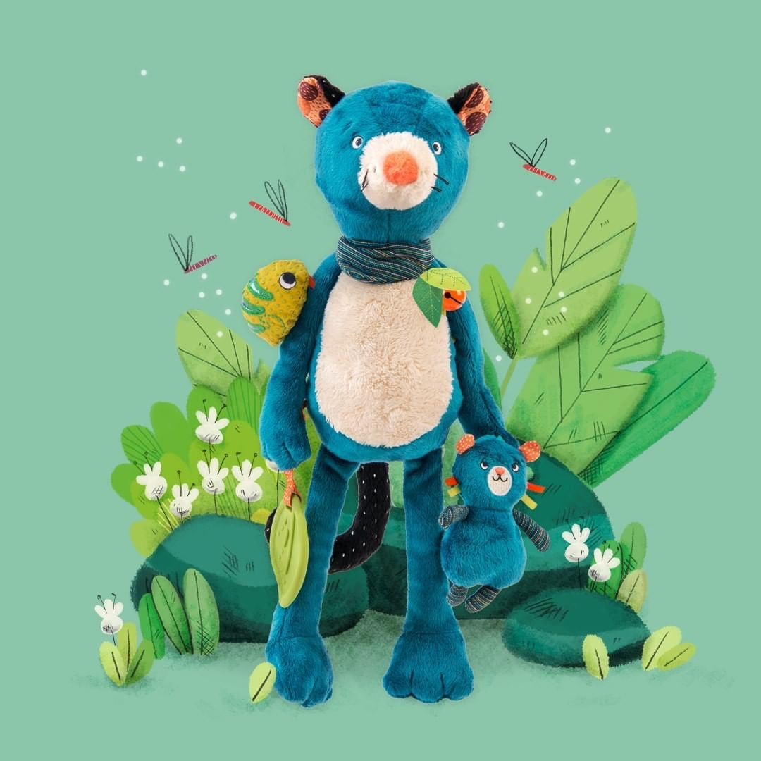 Moulin Roty | Peluche pantera Zimba attività, Dans la Jungle