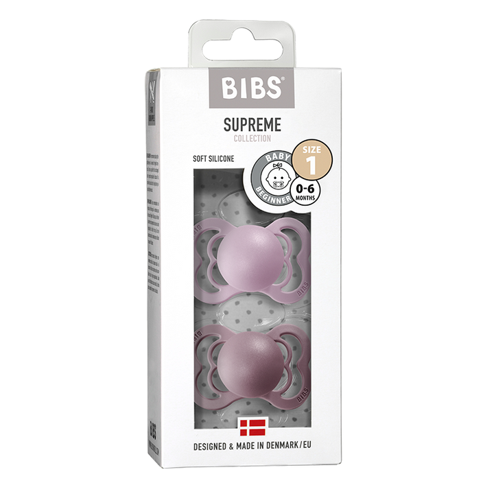 Bibs 2 Ciucci Supreme Lilac/Heather, Tettarella Simmetrica Silicone