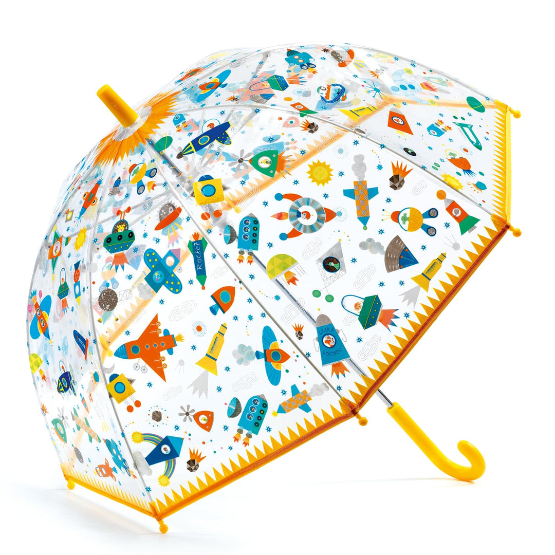Ombrello per Bambini Trasparente Giallo Navicelle Spaziali | Djeco