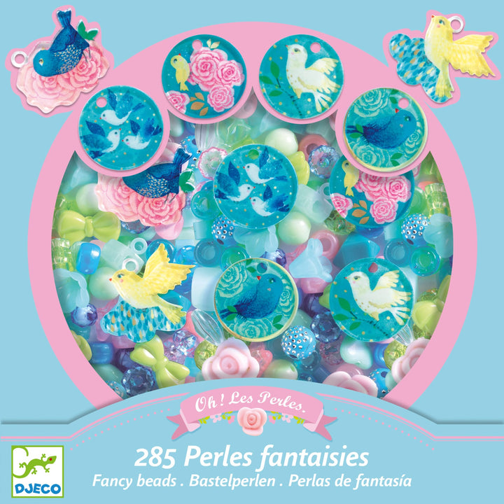 Djeco | Set Perline e Ciondoli, 285pz, Uccelli | Crea Gioielli DJ09856