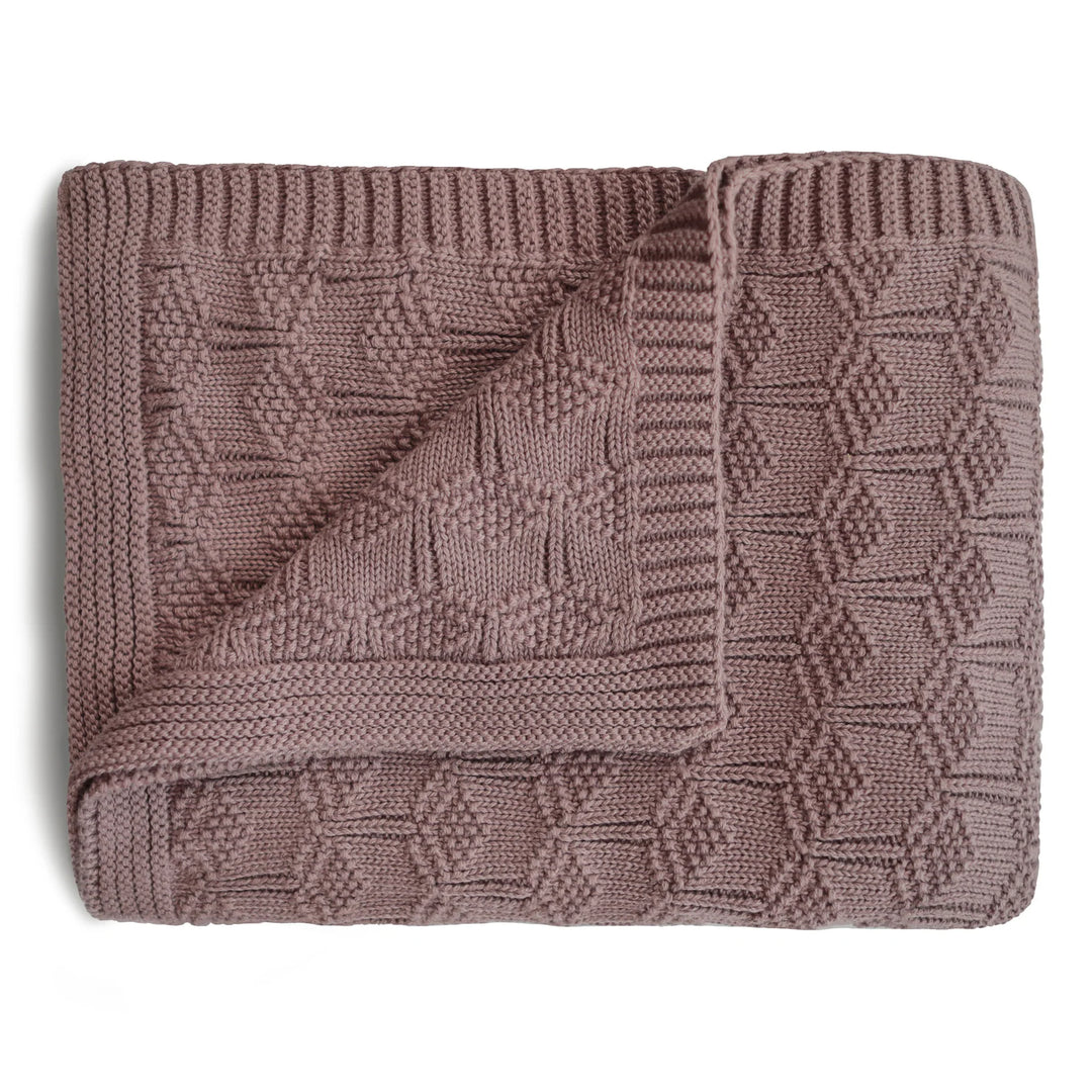 Mushie | Coperta di maglia in Cotone Bio Honeycomb Rose Baby blanket