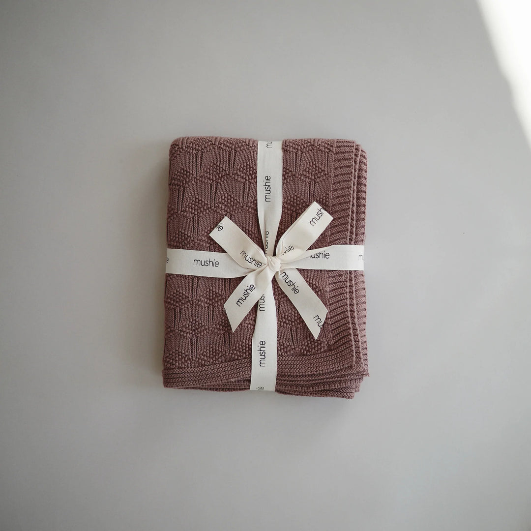Mushie | Coperta di maglia in Cotone Bio Honeycomb Rose Baby blanket