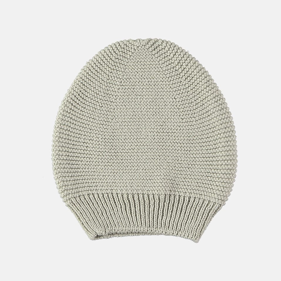 Cappellino bebè in maglia, Pietra | Petit Oh! - Pima cotone