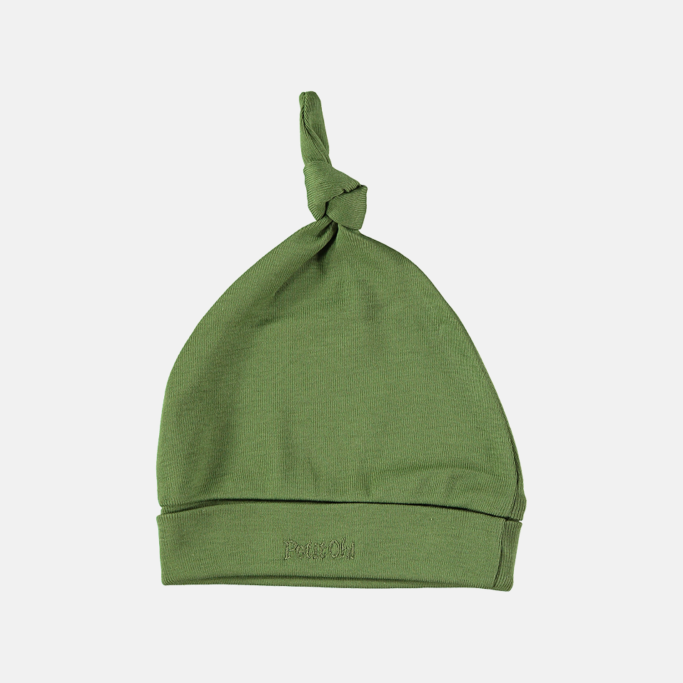 Cappellino neonato con nodo Khaki | Petit Oh! Pima Cotone